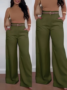 <span class=keywords><strong>กางเกง</strong></span>ขายาวเอวสูงทรงขาบานสีน้ำตาลอูฐสำหรับผู้หญิง สไตล์ลำลองสำหรับทำงาน มีห่วงร้อยเข็มขัด จีบด้านหน้า ผ้ามีความยืดหยุ่น เหมาะสำหรับใส่ทำงานในออฟฟิศ มีไซส์พลัส - Product Image 6
