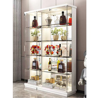 Meubles OEM ODM salon Bar vin mur armoire tasses planches vin présentoir magasin armoires avec LED lumières portes en verre
