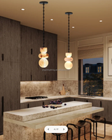 Lustres en laiton et albâtre, luminaires suspendus, luxe moderne pour la maison, îlot de cuisine, entrée, grand hall, salon