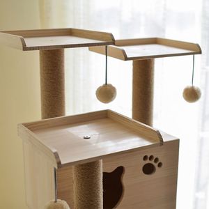Wooden Outdoor Safe Stable <b>Large</b> Solid Multi Functional Sisal Column Space Capsule Cat Climbing <b>Frame</b> Wholesale Cat Tree - Product Image 2