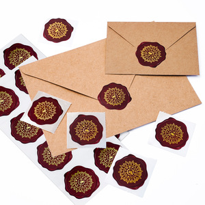Etiquetas Adhesivas Vintage con Sello <span class=keywords><strong>de</strong></span> Cera Dorado para Invitaciones <span class=keywords><strong>de</strong></span> Boda, Sellos Personalizados para Sobres y Envoltorios <span class=keywords><strong>de</strong></span> Regalos - Product Image 1