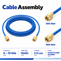 Kabel Rakitan Semi-Fleksibel SMA Male ke SMA Male RG402 18 GHz 50 Ohm Panjang Kustom Kabel Low Loss