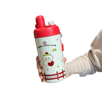 Tasse isotherme en acier inoxydable 304 à motif animal mignon, avec séparateur thé-eau, cordon portable et paille, pour les déplacements