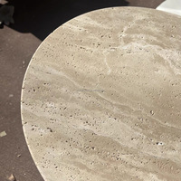 Table d'appoint ronde en travertin, style nordique moderne, forme champignon, pour projet d'aménagement intérieur de villa et salon, directement de l'usine