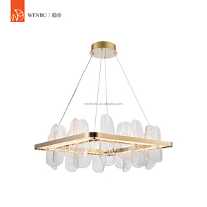 Lámpara de araña moderna cuadrada de cristal hecho a mano para villa, hotel, sala de estar, comedor, salón - Product Image 1