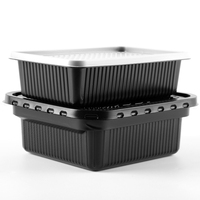 Récipient jetable de restauration rapide pour micro-ondes avec plateau rond rectangulaire pour bento couvercle de boîte à lunch en plastique PP pour nouilles Sushi