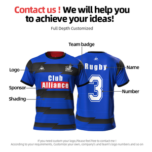 Personnalisable 100% Polyester Tricoté Rayé <span class=keywords><strong>Rugby</strong></span> Shirt Haute Qualité Réversible Sublimé Jersey pour Hommes Vêtements de Football - Product Image 5