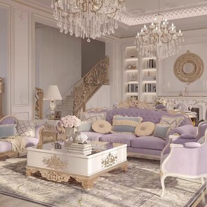 フレンチスタイルの軽奢な無垢材、ヨーロピアンスタイルの無垢材3人掛けソファと高貴な側室のリビングルームの組み合わせ - Product Image 2