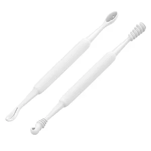 Gran oferta, herramientas portátiles de limpieza de cera para oídos, cuchara recogedora de oídos de silicona de doble cabeza, limpieza de barra de limpieza suave