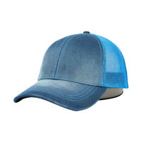 Casquette de baseball unisexe en jean délavé à 6 panneaux avec dos en maille et visière incurvée, style vintage, pour le quotidien et le streetwear en extérieur