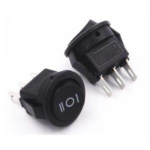 16mm çap küçük yuvarlak siyah 3 Pin 6A/125V 3A/250V SPDT ON-OFF-ON Rocker anahtarı Snap-in - Product Image 3