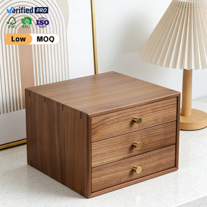 Boîte de rangement de bureau multicouche en noyer massif de haute qualité, neuve, avec tiroir, boîte de rangement premium pour cosmétiques et articles divers - Product Image 4