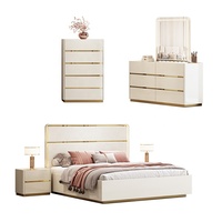 Lit double, meubles de chambre modernes, ensembles complets de meubles de chambre, cadre en bois, lit double de luxe, ensemble de chambre king size