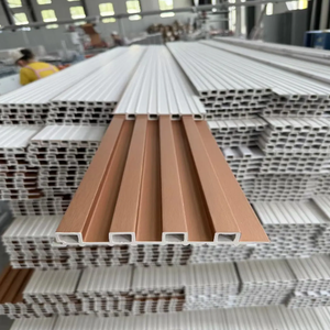 Panneau mural décoratif cannelé en WPC, revêtement mural domestique en PVC imitation bois, <span class=keywords><strong>lambris</strong></span> WPC texture bois pour salon - Product Image 5