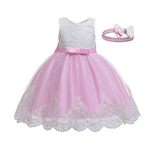 Robe de soirée en dentelle pour bébé fille, sur mesure OEM ODM, vente en gros, robe de demoiselle d'honneur, robe de princesse pour anniversaire de tout-petit - Product Image 4