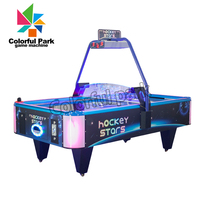 Meja Air Hockey Colorful Park Star untuk 2 Pemain, Mesin Game Arcade Komersial Beroperasi dengan Koin dan Penghitung Skor Digital