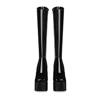 Blesskiss-bottes à talons hauts compensés noires pour femmes, chaussures en plateformes extensibles, grande taille 45, à hauteur de genou, vente en gros,