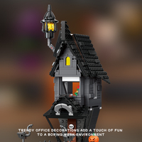 Ensemble de blocs de construction Château hanté d'Halloween 564 pièces avec lumière LED, citrouille, toile d'araignée, squelette, jouet d'assemblage DIY pour enfants, cadeaux