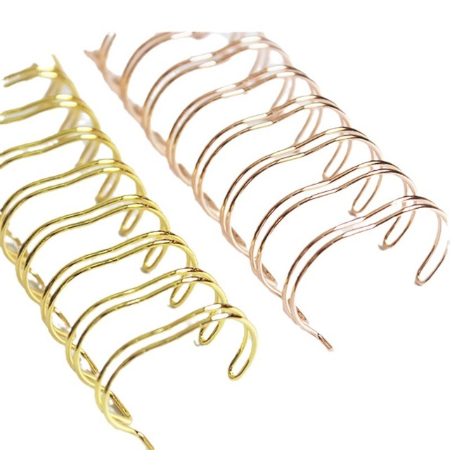 Double Binding Ring Wire Double Loop Wire Gold Color Twin Ring Wire O Binding Metal Spiral Coil for Office & School Supplies