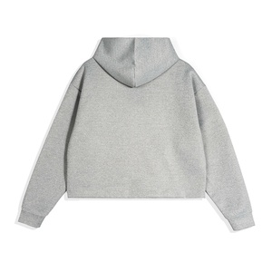 Vêtements pour hommes |   Sweat à capuche court zippé pour homme, coupe carrée, automne et hiver, sweat à capuche tricoté en tissu air-layer de haute qualité - Product Image 4