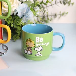 Ensemble de tasses en céramique empilables personnalisées, mignonnes et de style dessin animé pour <span class=keywords><strong>enfants</strong></span>, avec poignée, réutilisables, en porcelaine, sans danger pour les aliments, avec support – Cadeau pour la maison - Product Image 3