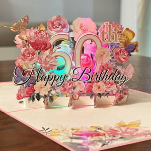 Vente en gros de cartes de vœux pop-up 3D personnalisées faites à la main, papier <span class=keywords><strong>musique</strong></span> légère, chanson numérique <span class=keywords><strong>pour</strong></span> les affaires, <span class=keywords><strong>joyeux</strong></span> <span class=keywords><strong>anniversaire</strong></span>, événements de remerciement - Product Image 3