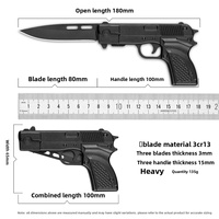 Couteau de poche pliant en acier inoxydable 3Cr13 en forme de pistolet pour le camping, l'EDC et les activités de plein air