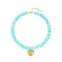 Collier Pendentif Cœur Perlé Coloré en Résine Acrylique Fait Main – Chaîne de Clavicule pour Usage Quotidien – Accessoire Tendance