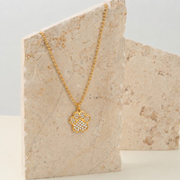 Collier pendentif patte de chien en acier inoxydable plaqué or 18 carats PVD, chaîne à perles entièrement en cristal, hypoallergénique, bijoux pour femmes amoureuses des animaux