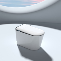 WC intelligent de luxe sans rebord, sans réservoir, avec bidet allongé, chasse d'eau automatique au pied, ouverture du couvercle, lavage à l'eau chaude, séchage, auto-nettoyant, en céramique, à poser au sol