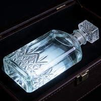 Carafe à vin en verre de luxe au design personnalisé, 500 ml, 750 ml, 1000 ml, bouteille carrée pour le stockage du whisky/du vin/de la vodka