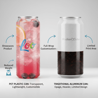 Bouteille PET Transparente Légère avec Couvercle en Aluminium Facile à Ouvrir pour Solutions d'Embouteillage de Thé Glacé et Sodas
