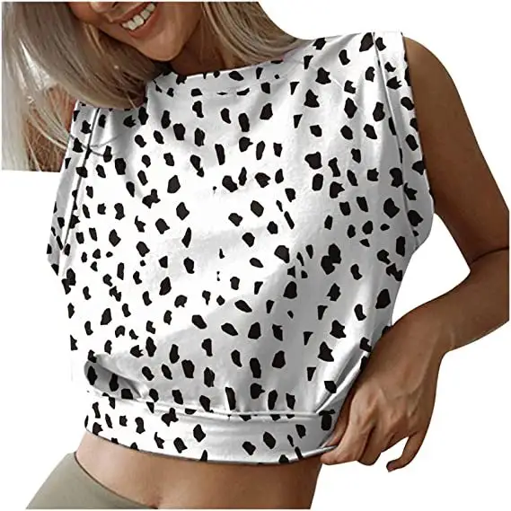 2023 Factory Wholesale 95 Cotton 5 Spandex Crop Tops Sports Shirts Cute Sleeveless Women's Tops Running Gym Workout Shirts