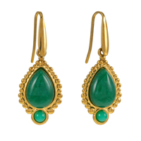 Boucles d'oreilles bijoux en acier inoxydable plaqué or 18 carats à la mode pour dames boucle d'oreille turquoise non allergisée de haute qualité