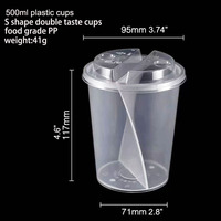 MOQ 90 sets – Gobelets jetables en plastique de 500 ml pour thé au lait, gobelets biodégradables pour café glacé, gobelets jumeaux pour deux saveurs avec pailles
