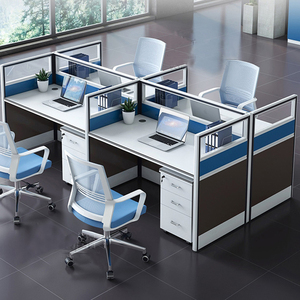 Mampara <span class=keywords><strong>de</strong></span> Oficina Flexible en Forma <span class=keywords><strong>de</strong></span> I, Moderna Estación <span class=keywords><strong>de</strong></span> Trabajo, Cubículo, Mesa <span class=keywords><strong>para</strong></span> 4 Personas, <span class=keywords><strong>para</strong></span> Uso en la Escuela o en la Empresa - Product Image 1