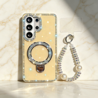 Étui de téléphone magnétique brillant pour femmes avec coque de protection en cristal de perle détachable pour iPhone 18 Pro pour Samsung A57 A18