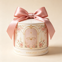 Boîte cylindrique ronde de luxe haut de gamme personnalisée avec nœud en ruban pour emballage cadeau de fleurs, boîte à chapeau en carton rigide, vente en gros