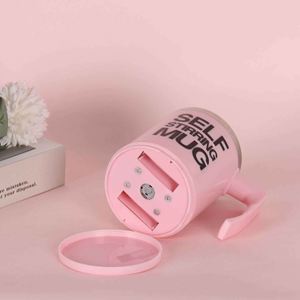 Self Stirring Mug Pink <b>Plastic</b> Coffee <b>Cup</b> With Lid Novelty Design Home Use - Product Image 4