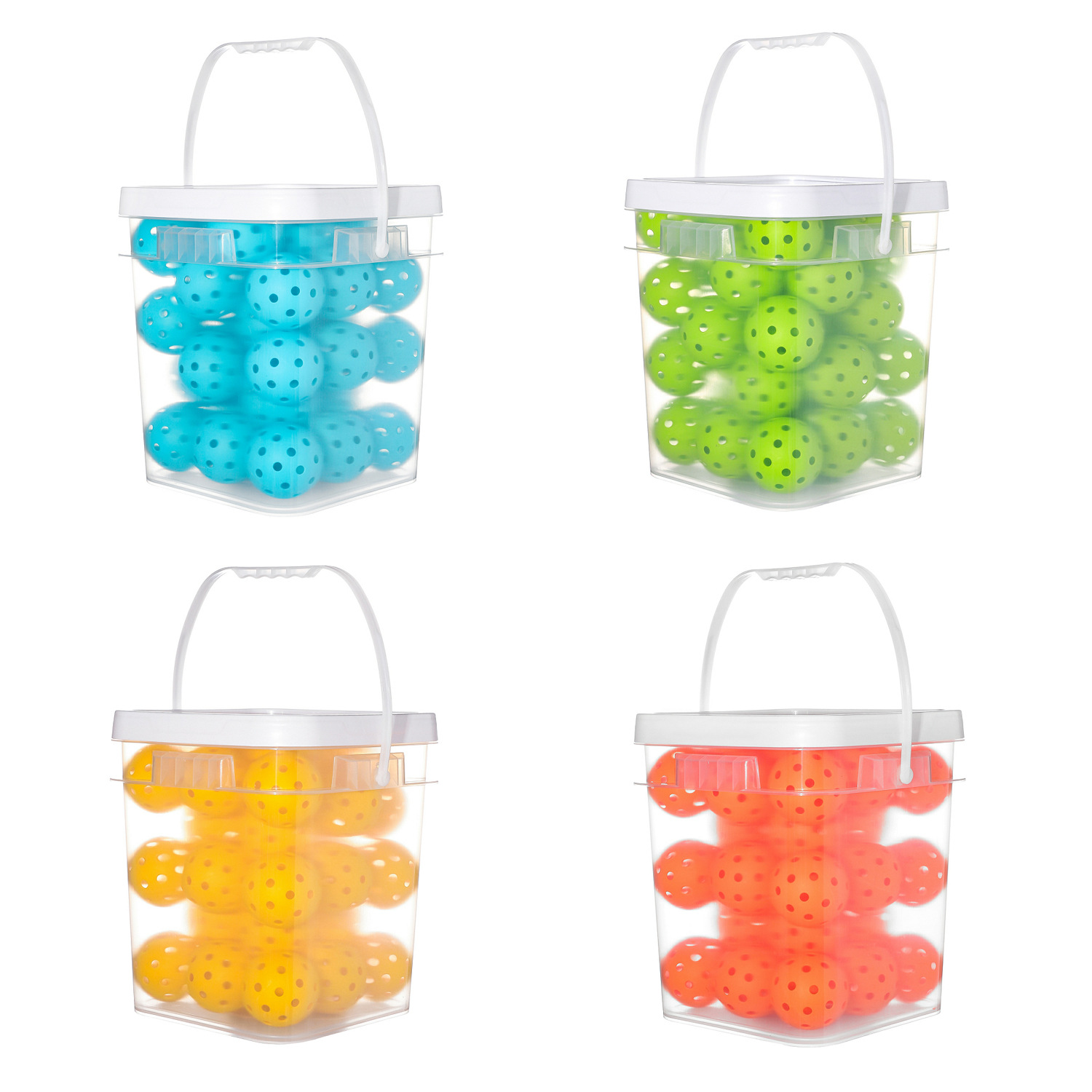 National Wealth TPE Pickleball 40 Holes 74mm Hollow Ball Rotational & Injection Molded Storage Bucket Suitcase Luminous Design