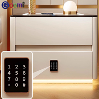 Table de chevet à chargement sans fil, lumière à capteur, LED 3 couleurs, USB, haut-parleur unique et verrouillage par mot de passe, table de chevet roulante pour chambre à coucher