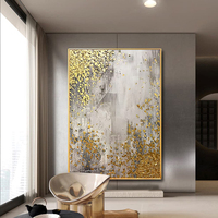 100% toile moderne peinte à la main grande œuvre texturée moderne feuille d'or feuilles motif Original acrylique peinture à l'huile abstraite