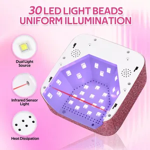 Lámpara de Uñas Recargable de 30 LED y 72 W para Secar Esmalte de Uñas, Herramientas de Manicura, Lámpara UV LED Profesional con Diamantes - Product Image 3