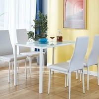 Table à Manger Rectangulaire Blanche Moderne et Simple avec Chaise pour Maison, Fast-food et Petits Appartements