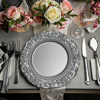 Assiettes de présentation en or écologiques de luxe modernes en émail durable avec motif personnalisable pour les mariages et les fêtes en plastique
