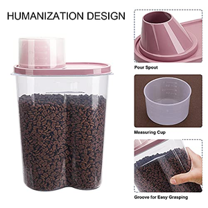 Contenedor de Almacenamiento de Alimentos de Plástico con Taza Medidora, Caja Hermética para Cereales, Granos, Arroz, Nueces y Alimentos Secos - Product Image 3