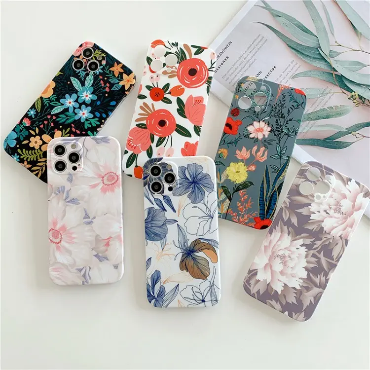 Factory Wholesale Fashion Pattern Anti-drop Beautiful Flower Matte Mobile Cover Phone Case For Iphone 11 11Pro Max Xs Xr Cover
