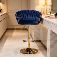 Tabouret de bar haut de gamme rembourré en velours tissé, dossier pivotant, hauteur réglable, chaise de comptoir pour bar à domicile, îlot de cuisine