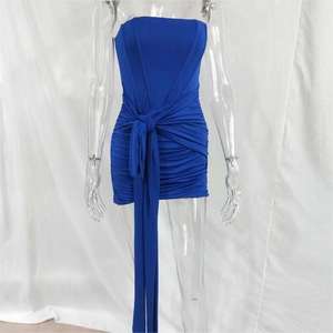 Chic Design Carrion Blue Strapless Bodycon Sexy Mini Night Vestidos de mujer - Product Image 4