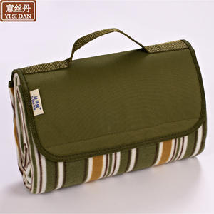Yi Si Dan Alfombra de picnic rectangular de franela a prueba de humedad, alfombra de camping para uso en exteriores, rayas verde militar y naranja - Product Image 4